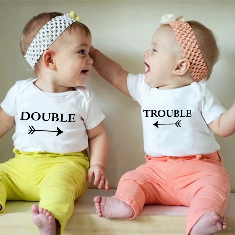 Funny Double Trouble Print Newborn Infant Baby Boys Girls Bodysuit Twins Romper Jumpsuit Outfits Hipster Baby Clothes
Funny Double Trouble Print Newborn Infant Baby Boys Girls Bodysuit Twins Romper Jumpsuit Outfits Hipster Baby Clothes