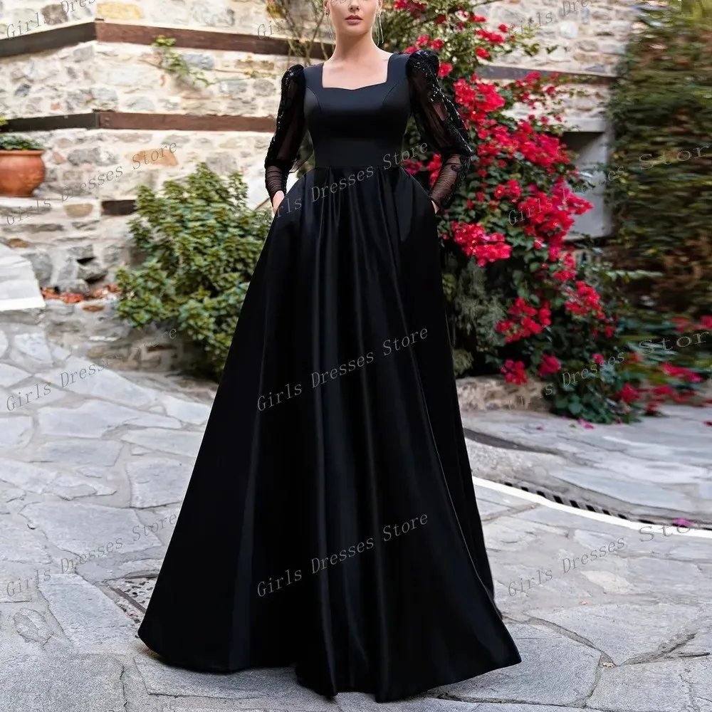 New Beautiful Black Long Sleeve Lace Satin Special Occasions Evening Dress Women's Prom Birthday Party Gown Mother Dresses
New Beautiful Black Long Sleeve Lace Satin Special Occasions Evening Dress Women's Prom Birthday Party Gown Mother Dresses
