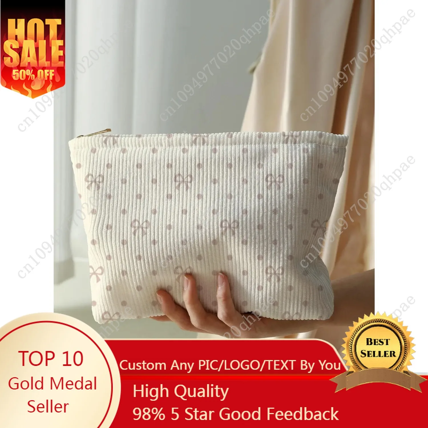 1pc,Pink bow patterned corduroy zipper makeup bag, lightweight and multifunctional makeup storage bag
1pc,Pink bow patterned corduroy zipper makeup bag, lightweight and multifunctional makeup storage bag