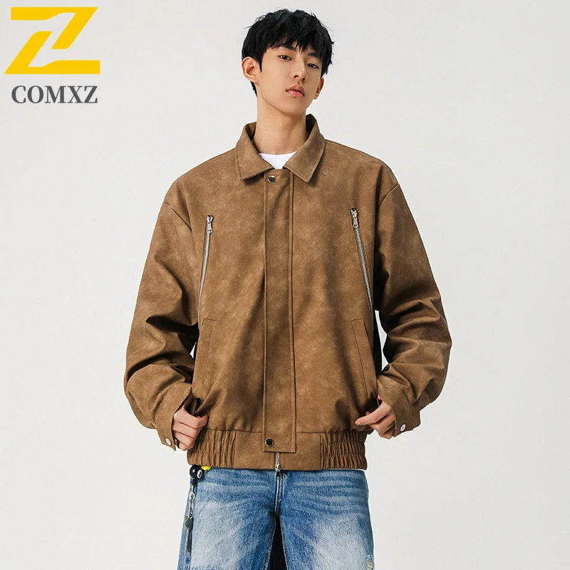 COMXZ Mens Leather Jacket Leisure Turndown Collar Camping Breathable Leather Coat Casual Korean Style Trendy Autumn New Coat
COMXZ Mens Leather Jacket Leisure Turndown Collar Camping Breathable Leather Coat Casual Korean Style Trendy Autumn New Coat
