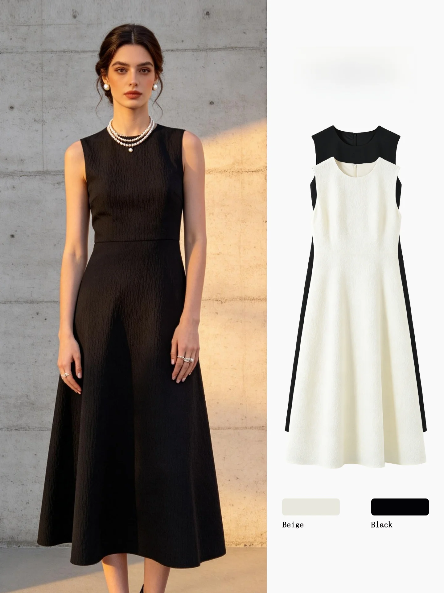 Elegant Sleeveless Vest Dress Women's Summer New Style A-Line Long Dress Waist-Cinching Texture Sensation Skirt Hepburn Style
Elegant Sleeveless Vest Dress Women's Summer New Style A-Line Long Dress Waist-Cinching Texture Sensation Skirt Hepburn Style
