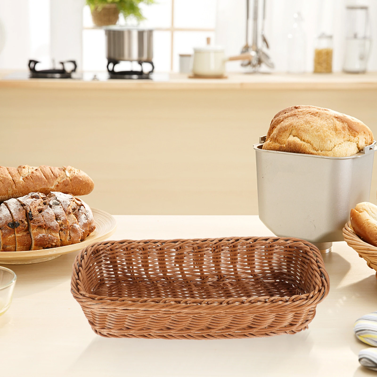 Imitation Rattan Basket Imitation Rattan Woven Basket Brown 30x11x7cm Cutlery Storage Kitchen Fruit Snack Household Organizer
Imitation Rattan Basket Imitation Rattan Woven Basket Brown 30x11x7cm Cutlery Storage Kitchen Fruit Snack Household Organizer