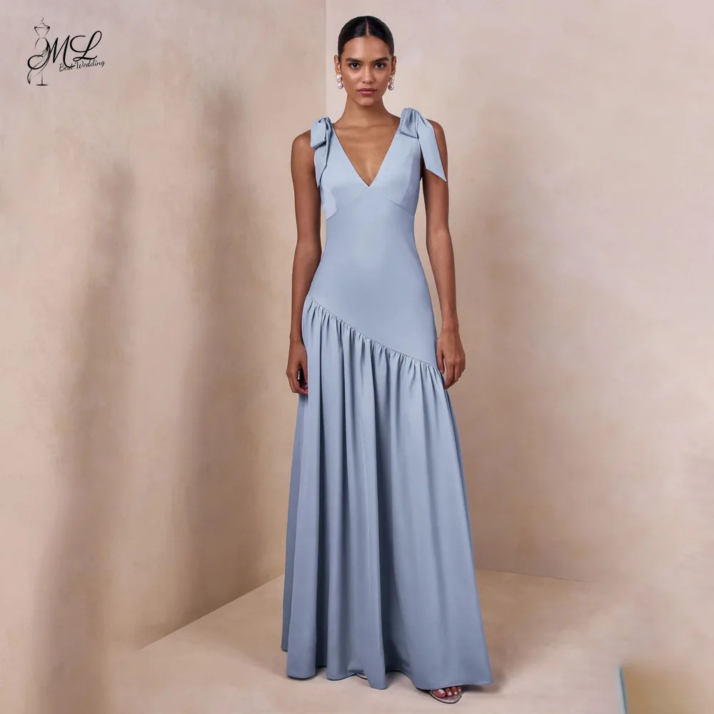 ML Customized Silk Satin Evening Dresses V Neck Bow Party Dress Long Draped Elegant Modern Formal Prom Gowns for Women 2026
ML Customized Silk Satin Evening Dresses V Neck Bow Party Dress Long Draped Elegant Modern Formal Prom Gowns for Women 2026