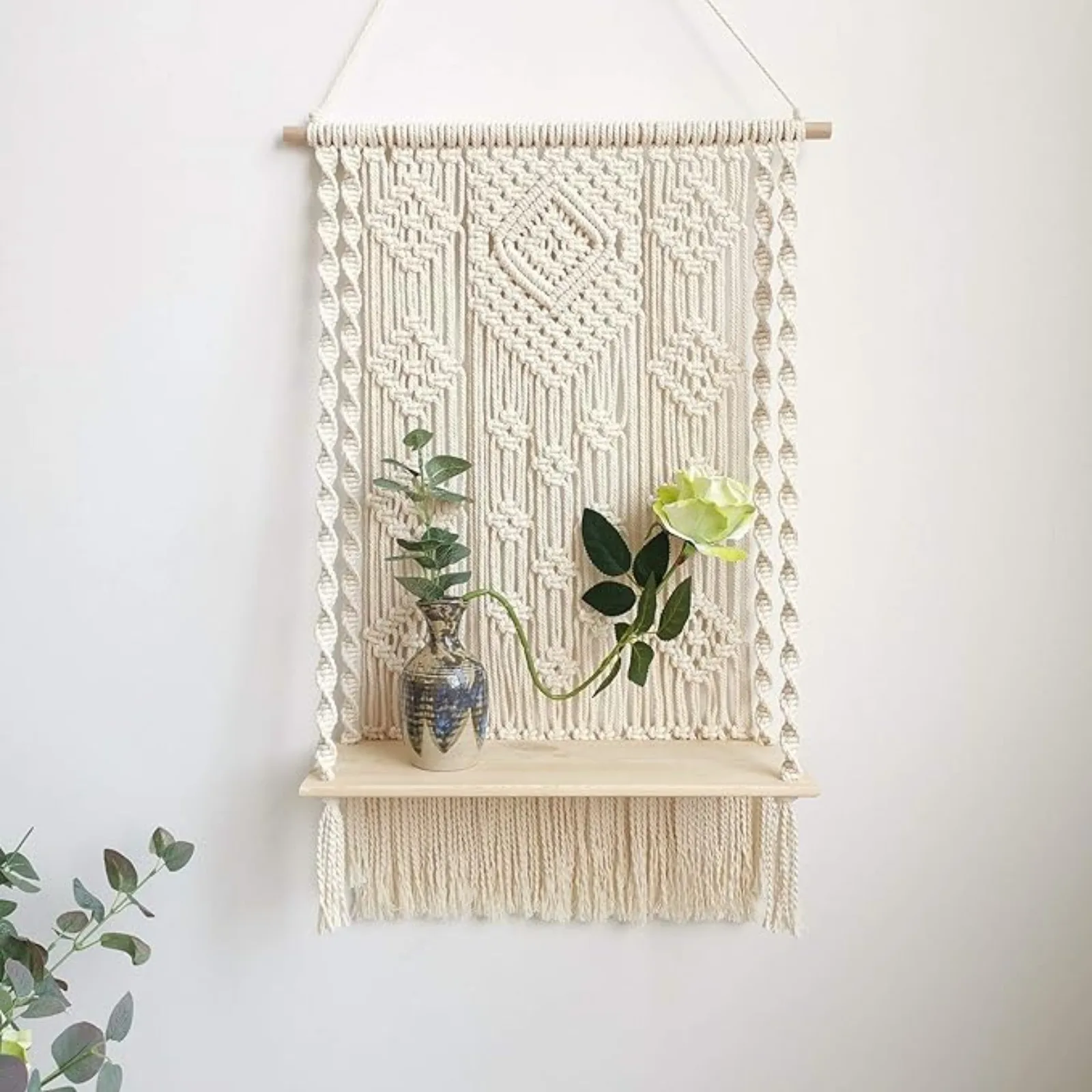 e Wall Hanging Shel, Boho Decorative loating Plants Swing Hanging Shel Wooden Storage Hanger, Handmade Cotton Rope Woven Home Wa
e Wall Hanging Shel, Boho Decorative loating Plants Swing Hanging Shel Wooden Storage Hanger, Handmade Cotton Rope Woven Home Wa