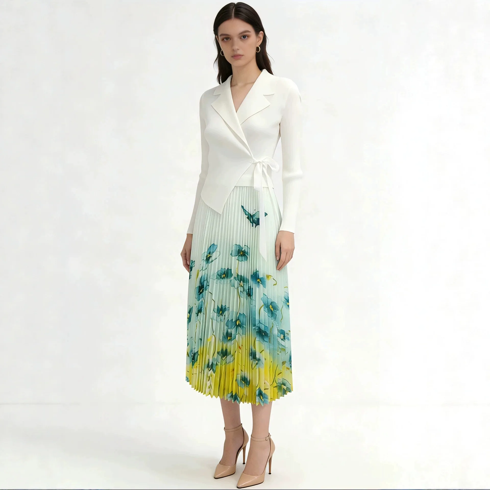 Miyake Pleated Women's Casual Dress 2026 New Printed Gradient Suit Collar Short-sleeved Loose Fake Two-piece Elegant Dress
Miyake Pleated Women's Casual Dress 2026 New Printed Gradient Suit Collar Short-sleeved Loose Fake Two-piece Elegant Dress