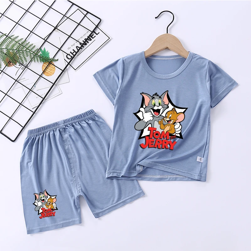 Tom and Jerry Girl Boy Sleepwear Cartoon Pyjamas Set Children Short Sleeves Shorts Kids T Shirt Pajamas Summer Clothes Home Wear
Tom and Jerry Girl Boy Sleepwear Cartoon Pyjamas Set Children Short Sleeves Shorts Kids T Shirt Pajamas Summer Clothes Home Wear