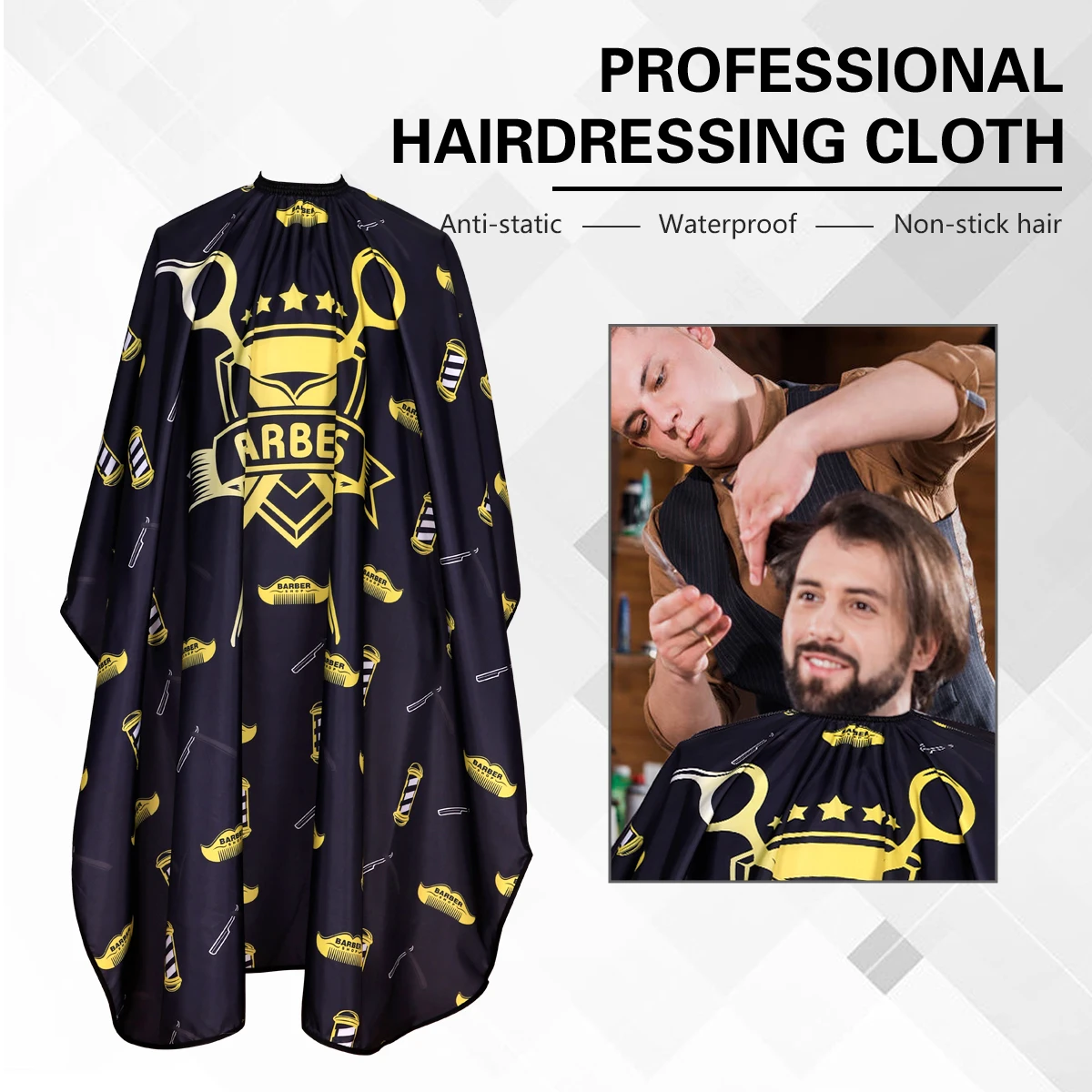 Professional Hair Cutting Cape Waterproof Barber Cape for Men Haircut Cloth Neckline Adjustable Closure Salon Tools
Professional Hair Cutting Cape Waterproof Barber Cape for Men Haircut Cloth Neckline Adjustable Closure Salon Tools