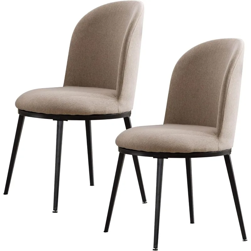Mid-Century Modern Upholstered Round Fabric Kitchen Dining Room Chair with Black Metal Legs for Living Room Set of 2Light Coffee
Mid-Century Modern Upholstered Round Fabric Kitchen Dining Room Chair with Black Metal Legs for Living Room Set of 2Light Coffee