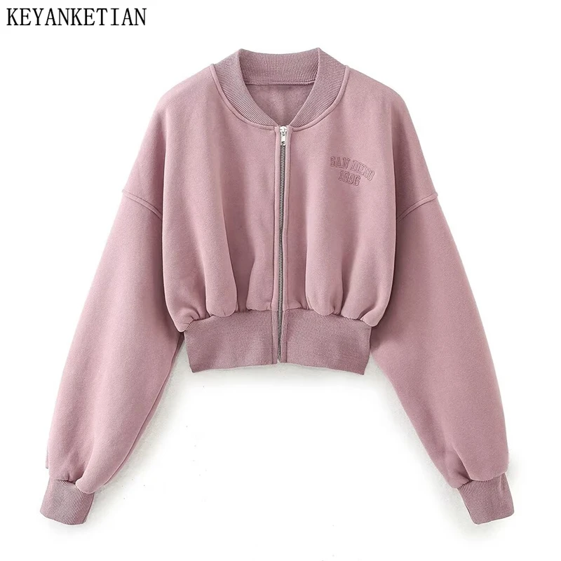 KEYANKETIAN New Women's Letter Embroidery Zipper Hoodies Street style Screw Thread Patchwork Loose Crop Top Blended Sweatshirts 
KEYANKETIAN New Women's Letter Embroidery Zipper Hoodies Street style Screw Thread Patchwork Loose Crop Top Blended Sweatshirts
