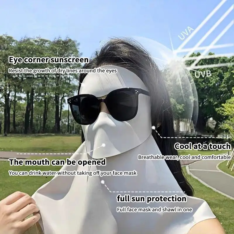 Ice Silk Sun Protection Mask Full Face UPF50+ Anti-UV Neck Scarf Breathable Sunshade Face Mask Cycling Mask
Ice Silk Sun Protection Mask Full Face UPF50+ Anti-UV Neck Scarf Breathable Sunshade Face Mask Cycling Mask