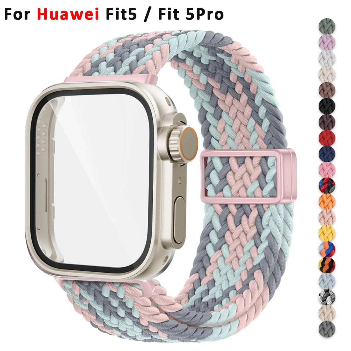 Nylon Braided Strap+Tempered Glass Case for Huawei Fit 5/ Fit5 Pro Screen Protector Frame Cover Band for Huawei Fit 4/4Pro 3
Nylon Braided Strap+Tempered Glass Case for Huawei Fit 5/ Fit5 Pro Screen Protector Frame Cover Band for Huawei Fit 4/4Pro 3