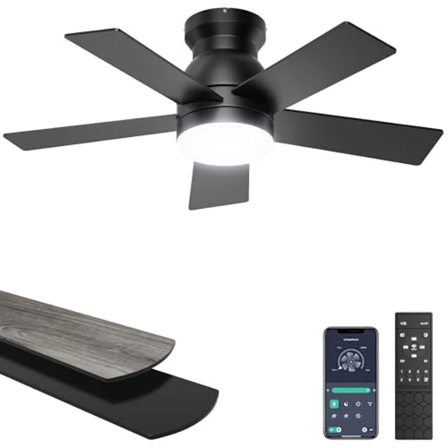 Ceiling Fans with Lights, Low Profile Ceiling Fan with Light and Remote/APP Control, Flush Mount, Dimmable, Qiuet DC Motor, Sma
Ceiling Fans with Lights, Low Profile Ceiling Fan with Light and Remote/APP Control, Flush Mount, Dimmable, Qiuet DC Motor, Sma