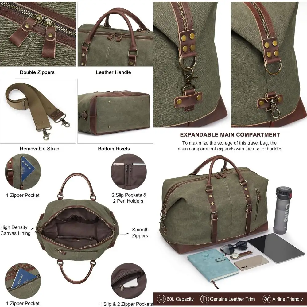 Canvas Weekender Bag for Men: Dual-Compartment Carry-On Travel Bag
Canvas Weekender Bag for Men: Dual-Compartment Carry-On Travel Bag