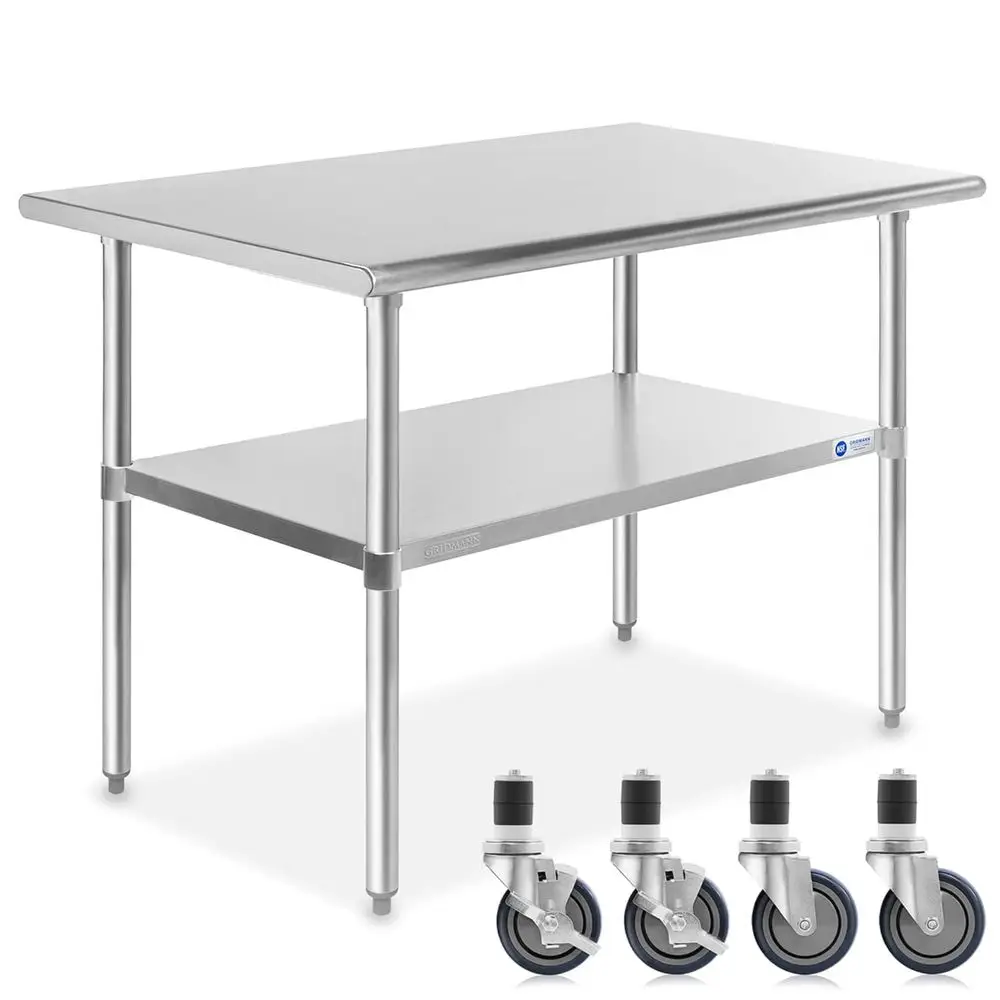 Stainless Steel Work Table 48x30 with Casters and Undershelf for Restaurant, Home, Hotel Use
Stainless Steel Work Table 48x30 with Casters and Undershelf for Restaurant, Home, Hotel Use