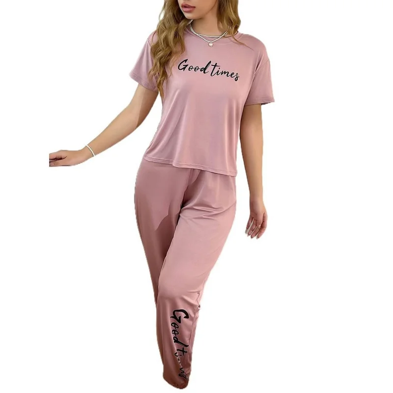 SURI Ladies Pyjamas Dark Pink Letter Printed Short Sleeved T-shirt and Pants Sleepwear Pajama 2 Pieces Casual Home Wear Casual
SURI Ladies Pyjamas Dark Pink Letter Printed Short Sleeved T-shirt and Pants Sleepwear Pajama 2 Pieces Casual Home Wear Casual