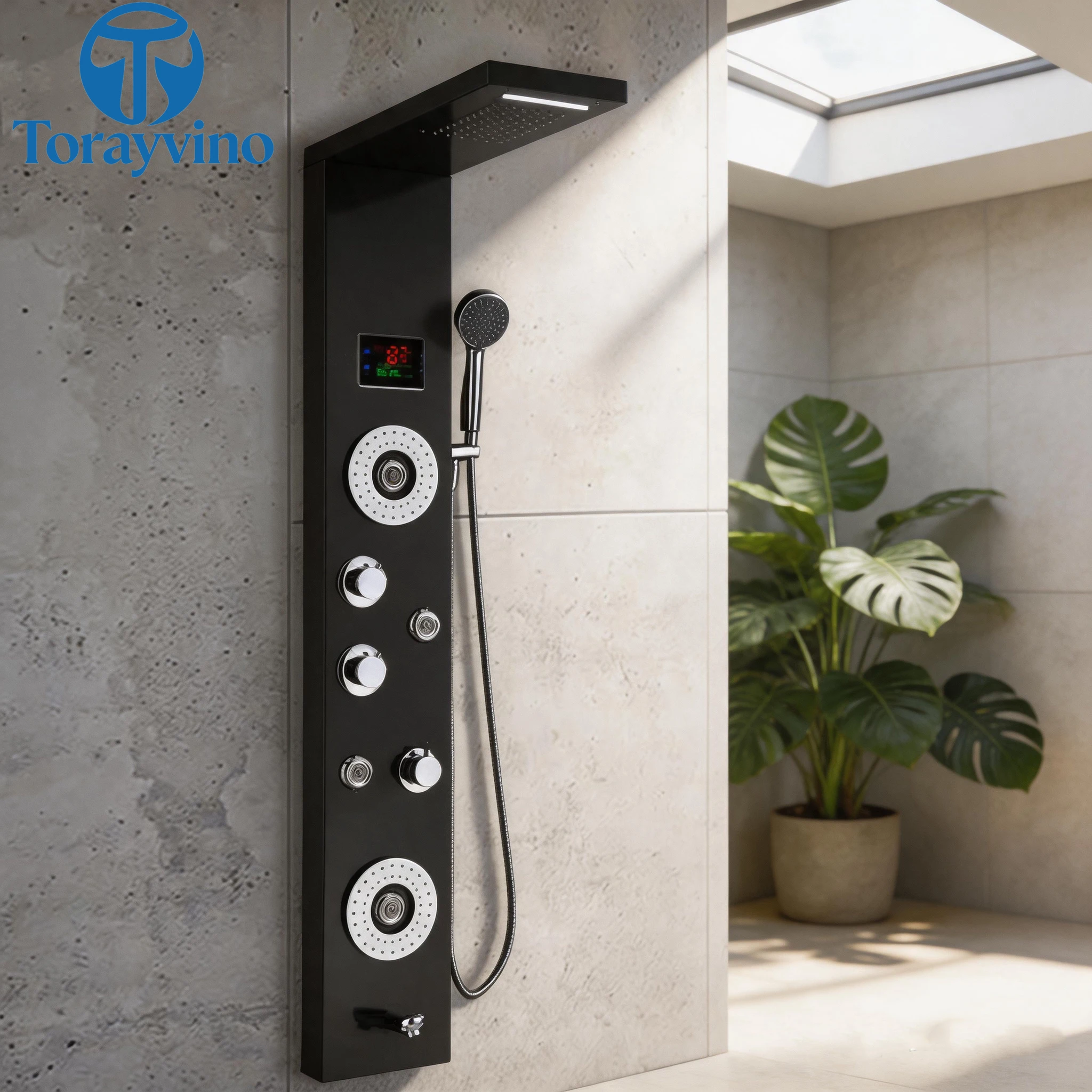 Torayvino Bathroom luxury LED Outdoor Shower Panel Set 4-way Rainfall Shower System Set Column Rain Massage Shower System Faucet
Torayvino Bathroom luxury LED Outdoor Shower Panel Set 4-way Rainfall Shower System Set Column Rain Massage Shower System Faucet