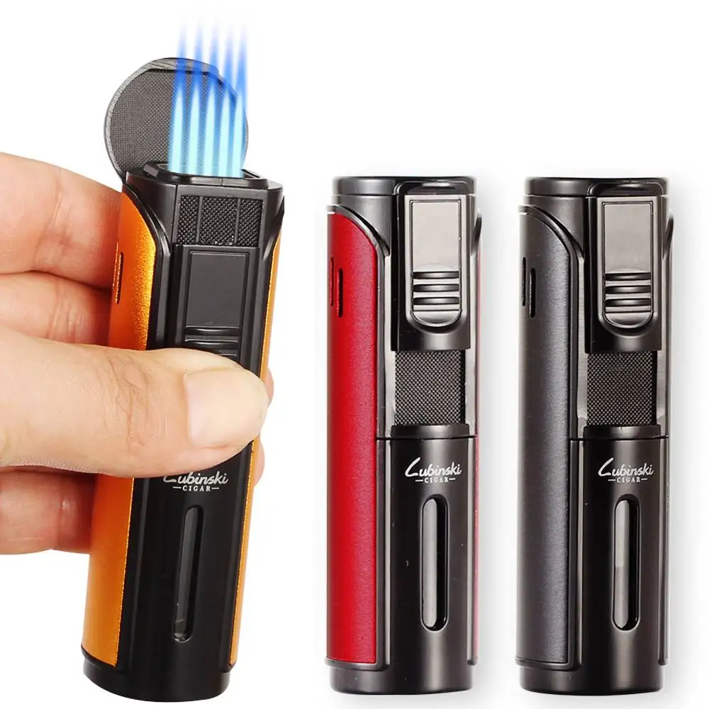 Lubibski Windproof Cigar Lighter With Punch Drill Smoking Accessories Butane Gas 5 Jet Flame Lighters For Cigar
Lubibski Windproof Cigar Lighter With Punch Drill Smoking Accessories Butane Gas 5 Jet Flame Lighters For Cigar