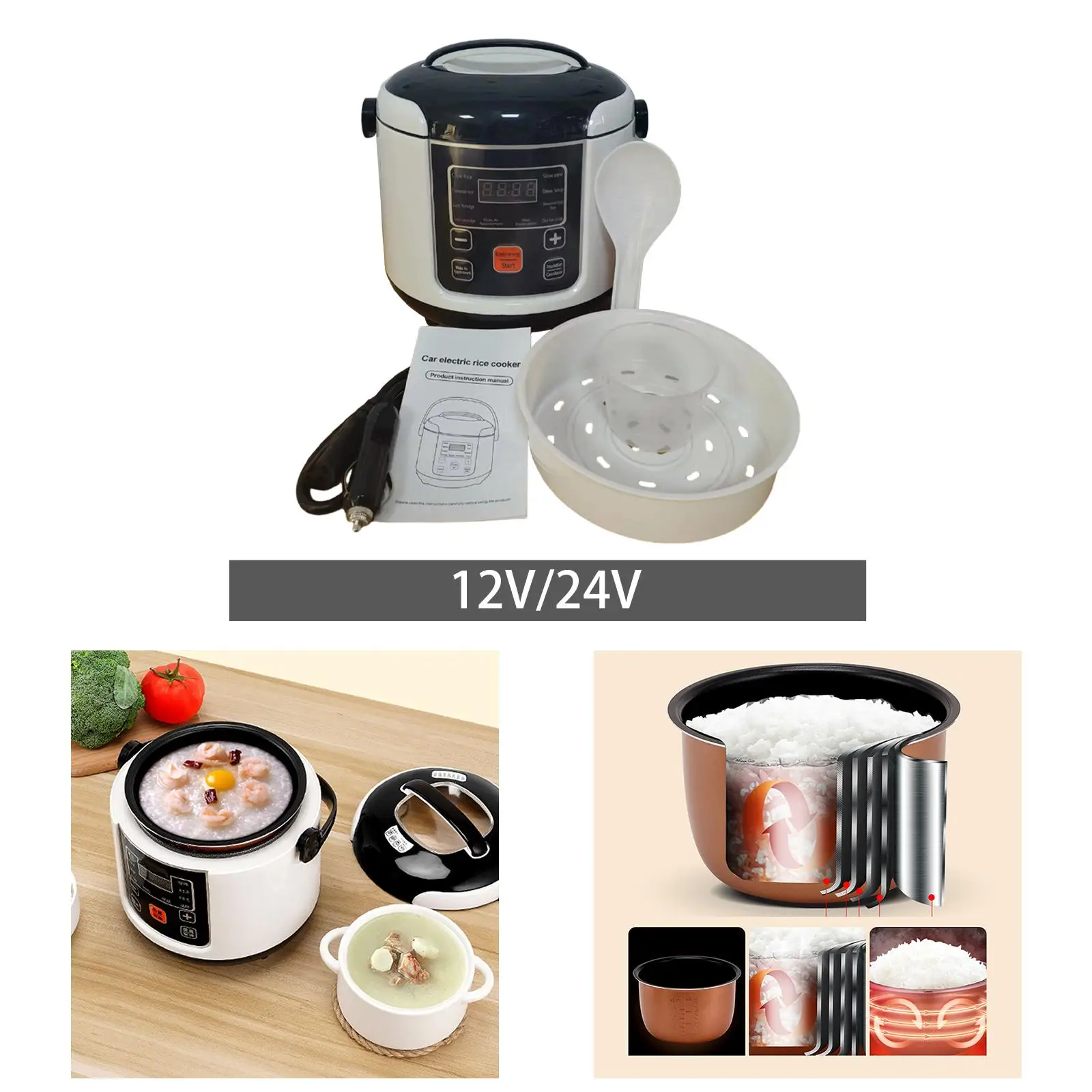 Electric Mini Rice Cooker Heating Lunch Box Portable Auto RV with Steaming Tray Vehicle Multipurpose Porridge Travel Rice Cooker
Electric Mini Rice Cooker Heating Lunch Box Portable Auto RV with Steaming Tray Vehicle Multipurpose Porridge Travel Rice Cooker