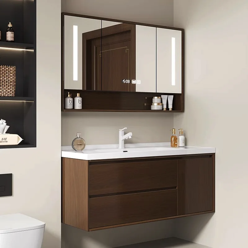 Oak bathroom cabinet combination new Chinese bathroom rock slab ceramic basin face wash hand wash basin smart mirror cabinet
Oak bathroom cabinet combination new Chinese bathroom rock slab ceramic basin face wash hand wash basin smart mirror cabinet