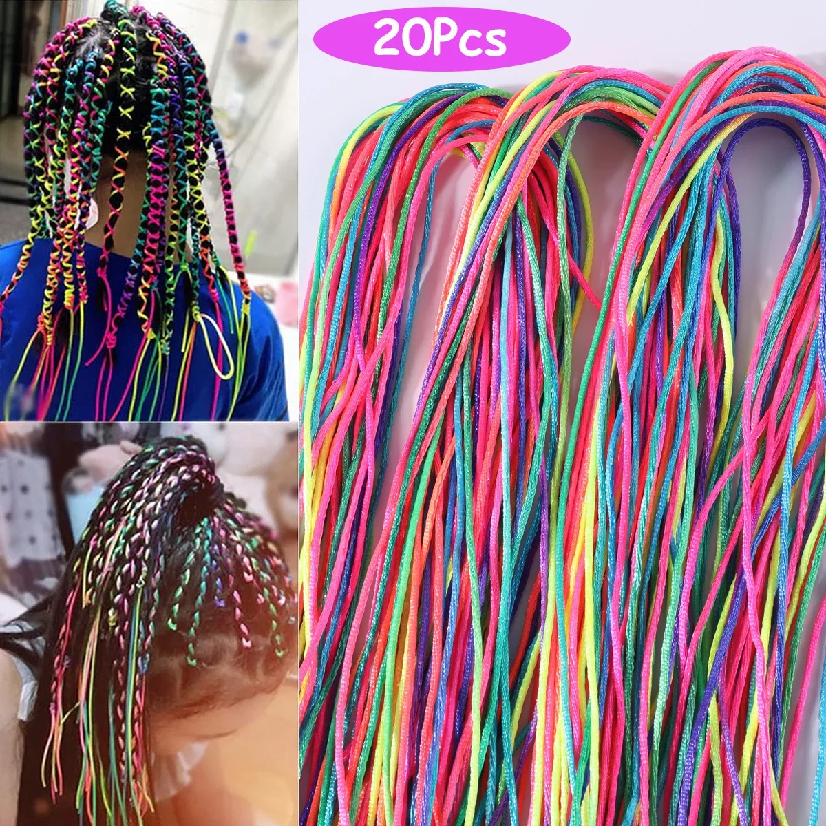 20Pcs Colorful 90cm Hair Braiding Ropes for Girls African Braids DIY Ponytail Styling Hair Accessories
20Pcs Colorful 90cm Hair Braiding Ropes for Girls African Braids DIY Ponytail Styling Hair Accessories