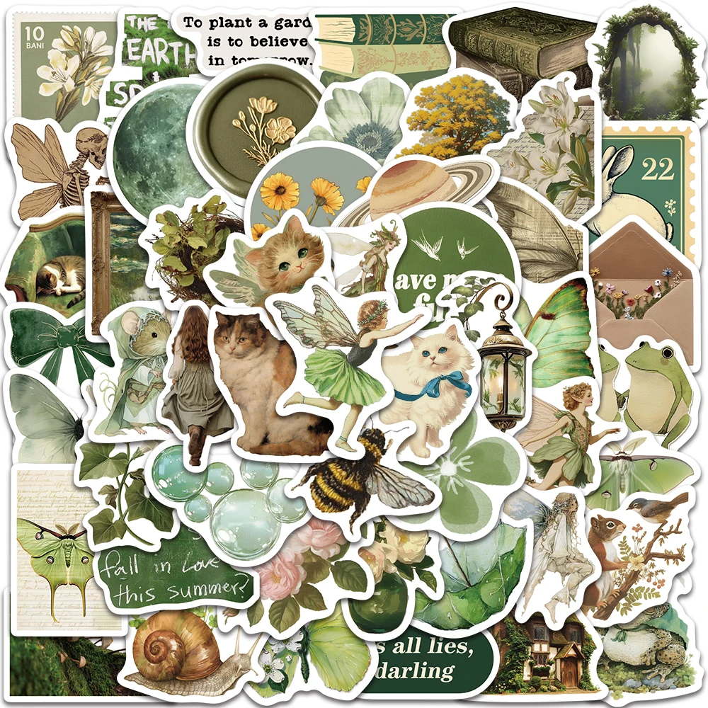 64pcs Retro Cottagecore Fairycore Stickers, Dark Green Forest & Floral Vintage Aesthetic for Laptop Journal Scrapbook Phone Case
64pcs Retro Cottagecore Fairycore Stickers, Dark Green Forest & Floral Vintage Aesthetic for Laptop Journal Scrapbook Phone Case