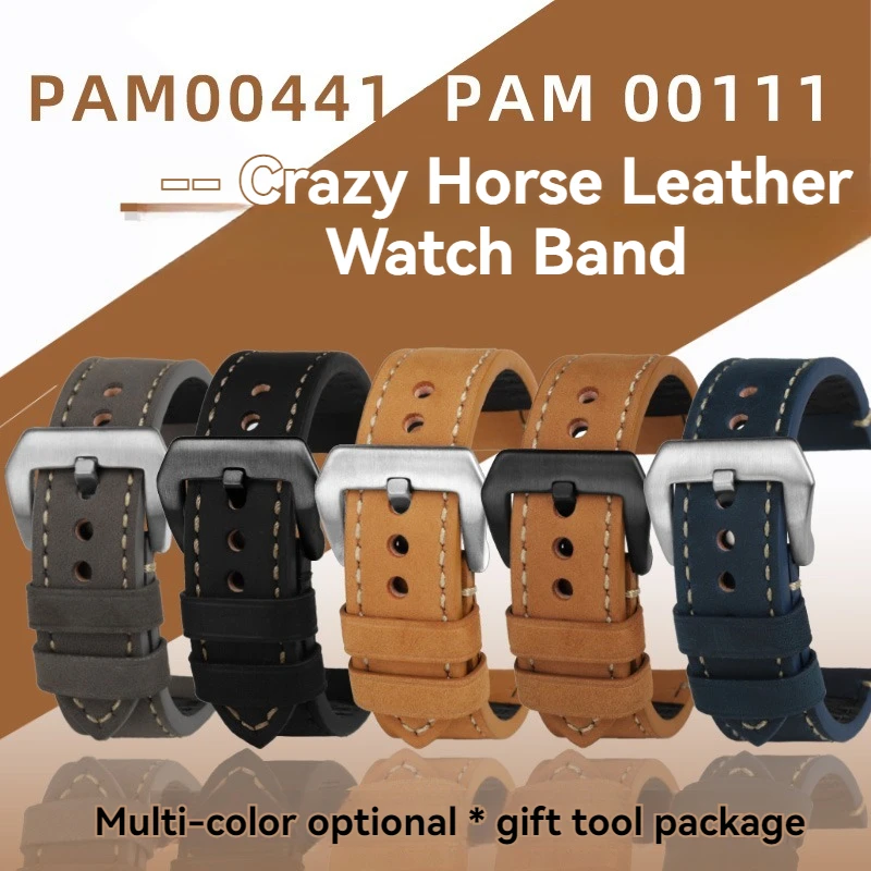 6 Color Strap Men's Watch Accessories Vintage Genuine Crazy Horse Leather 22mm 24mm 26mm Watchband for Panerai PAM441 Pin buckle
6 Color Strap Men's Watch Accessories Vintage Genuine Crazy Horse Leather 22mm 24mm 26mm Watchband for Panerai PAM441 Pin buckle