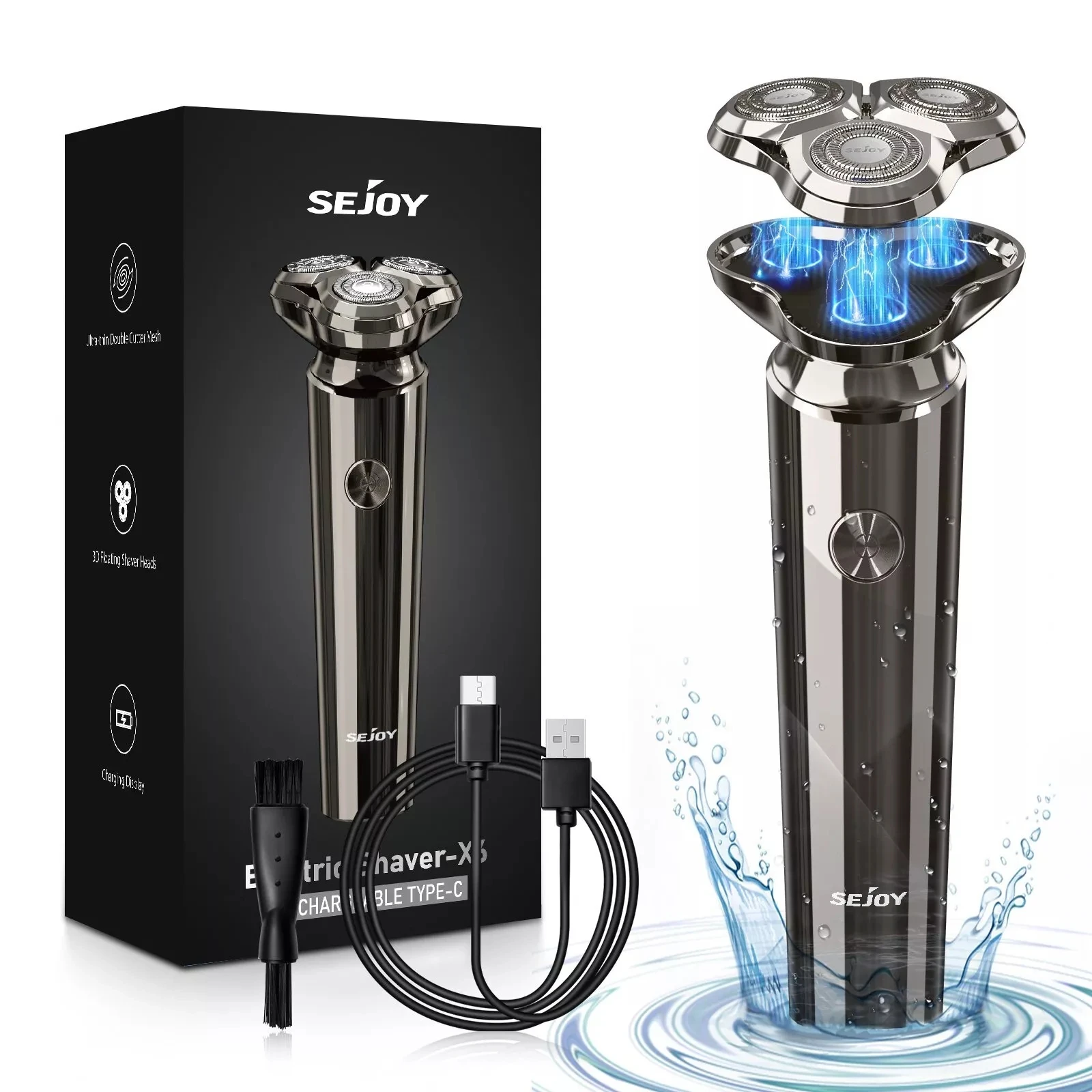 Sejoy Mens Facial Electric Shaver 3D Rechargeable Rotary Shaver Anti-Pinch Facial Electric Shaver Magnetic Shaver Head
Sejoy Mens Facial Electric Shaver 3D Rechargeable Rotary Shaver Anti-Pinch Facial Electric Shaver Magnetic Shaver Head