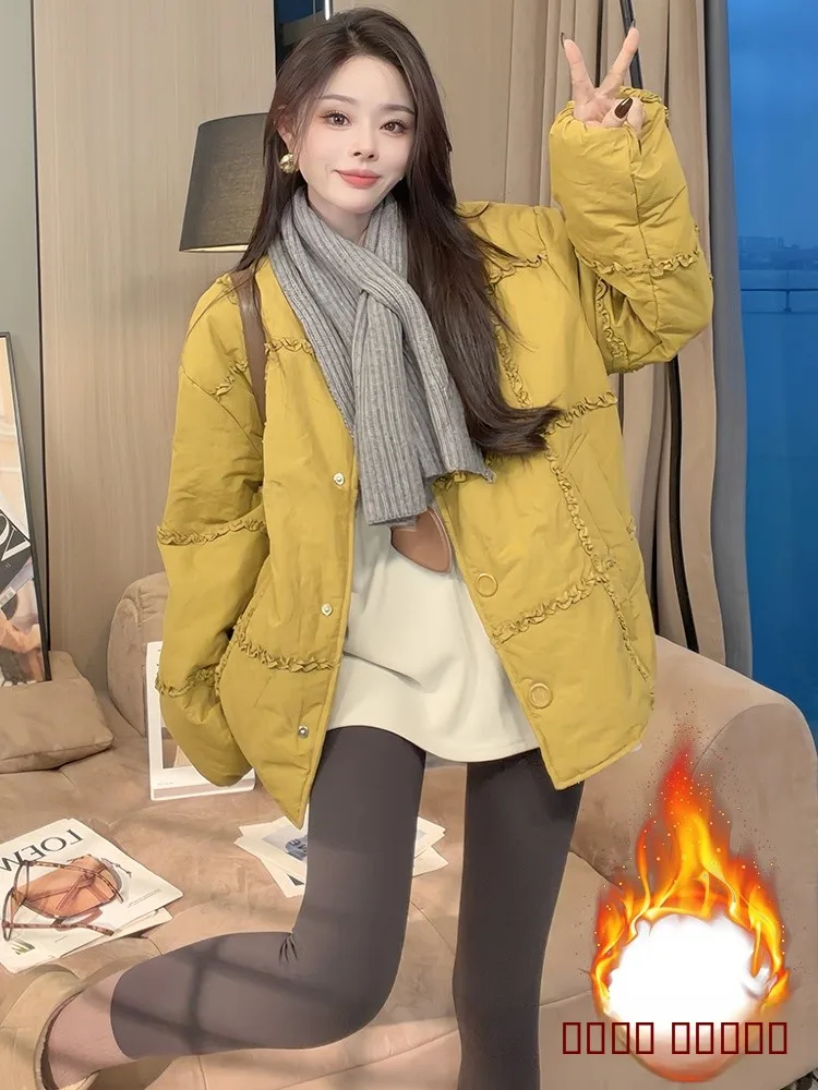 Faionable Casual Women's down Cotton Jaet Thi Warm Sli Winter Outerwear Korean Sle Loose Fit Polyester Filling
Faionable Casual Women's down Cotton Jaet Thi Warm Sli Winter Outerwear Korean Sle Loose Fit Polyester Filling