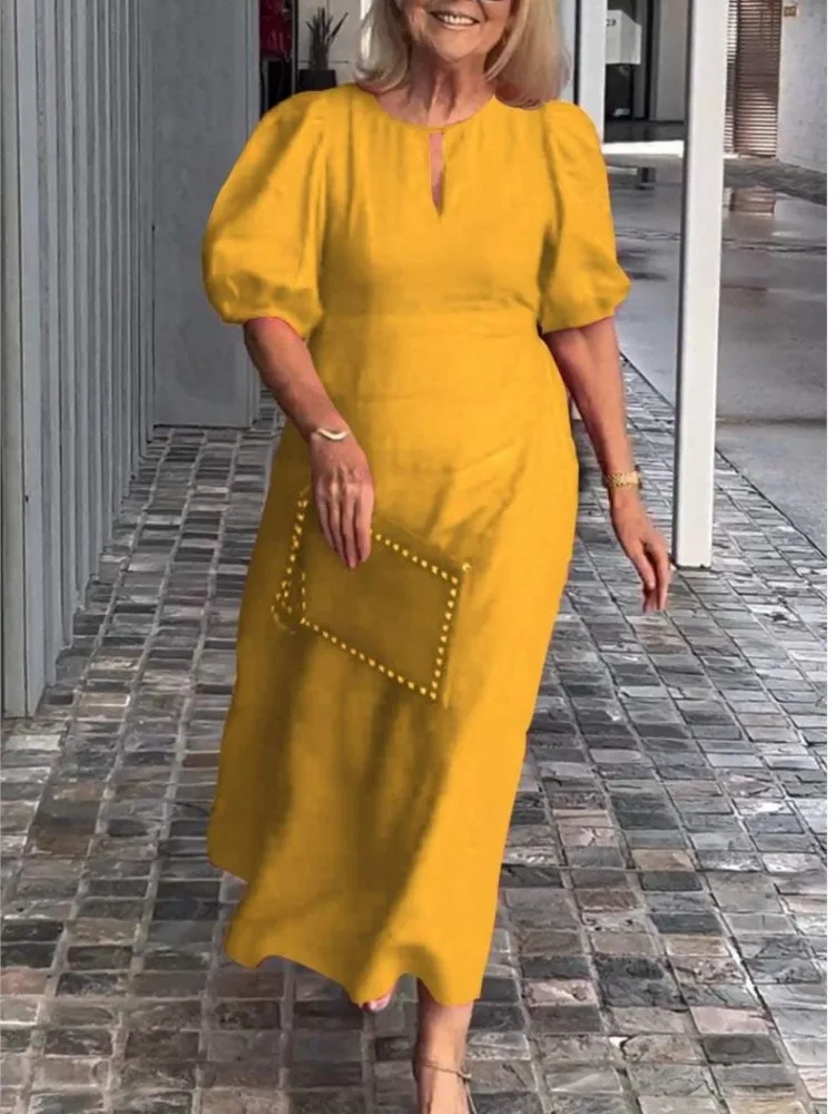 2025 Summer Women Long Dresses Solid Puff Sleeve O-neck Elegant Dress Female Summer New Casual Loose Fashion Lady Robe Vestidos
2025 Summer Women Long Dresses Solid Puff Sleeve O-neck Elegant Dress Female Summer New Casual Loose Fashion Lady Robe Vestidos