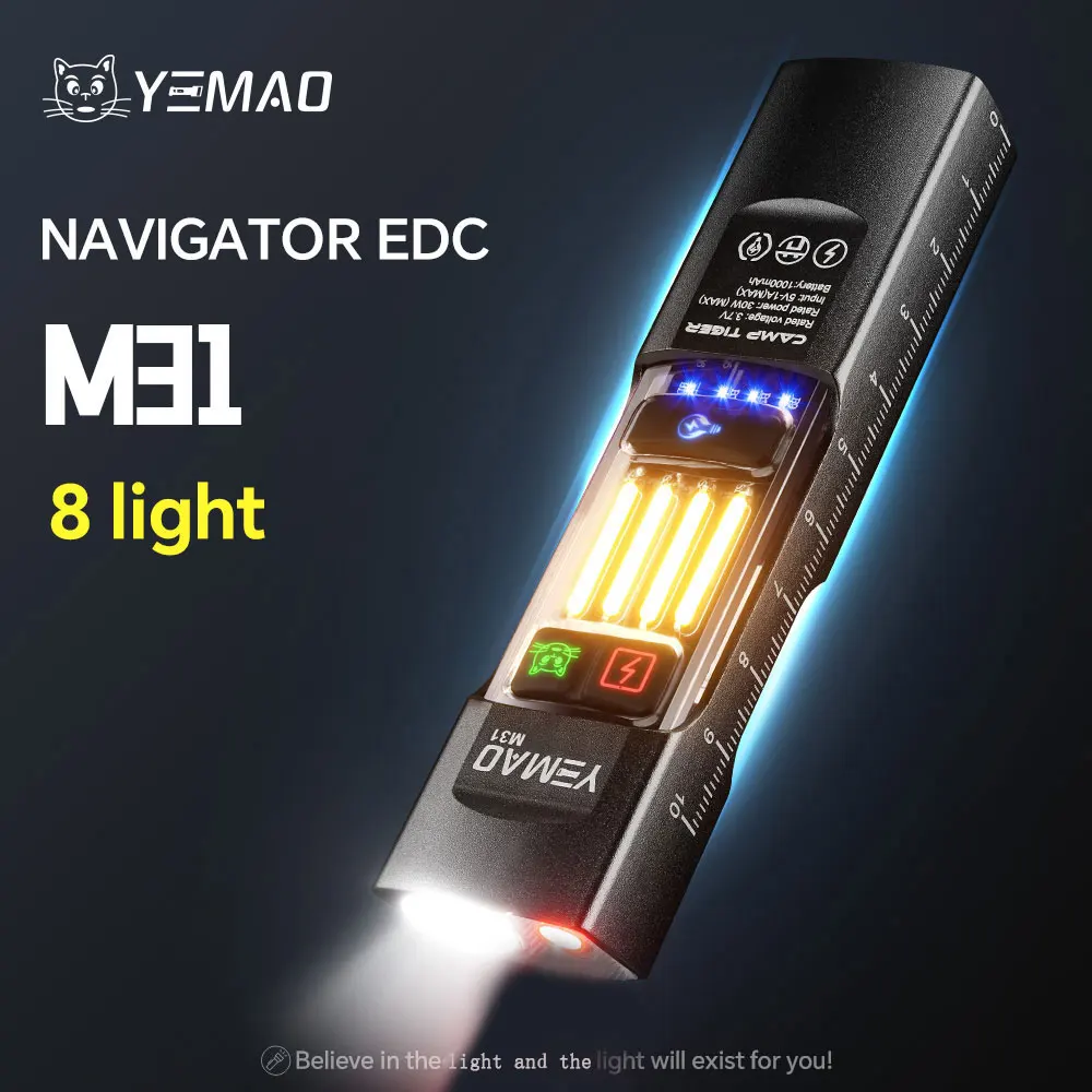 YEMAO M31 EDC Handheld Flashlights With Clip Magnetic/Hook,Three-Way Switch Torch 1000mAh Battery,Scale,Bike Light Compatible
YEMAO M31 EDC Handheld Flashlights With Clip Magnetic/Hook,Three-Way Switch Torch 1000mAh Battery,Scale,Bike Light Compatible