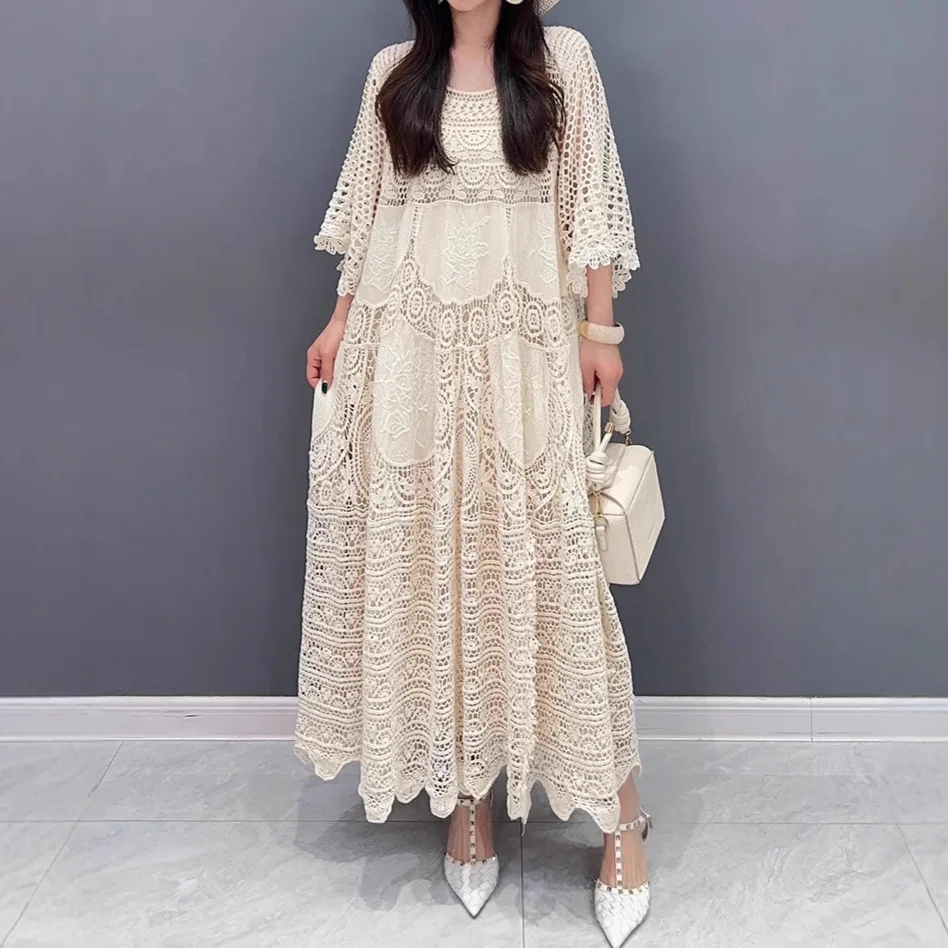 Hook Hollow Out Women Dresses Spring Summer Beach Style Knitted Vestidos Mujer Fashion Elegant Loose Long Dress
Hook Hollow Out Women Dresses Spring Summer Beach Style Knitted Vestidos Mujer Fashion Elegant Loose Long Dress