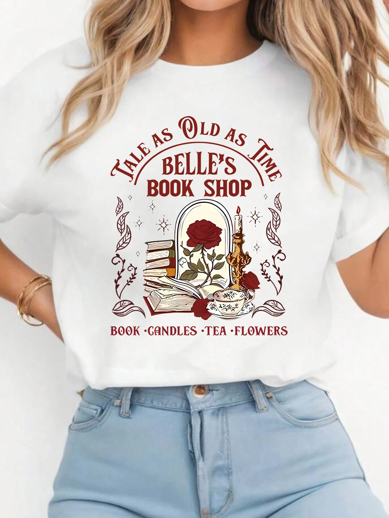 BELLES BOOK SHOP letter pattern round neck women T-shirt short sleeve fashion print half sleeve shirt stretch T-shirt
BELLES BOOK SHOP letter pattern round neck women T-shirt short sleeve fashion print half sleeve shirt stretch T-shirt