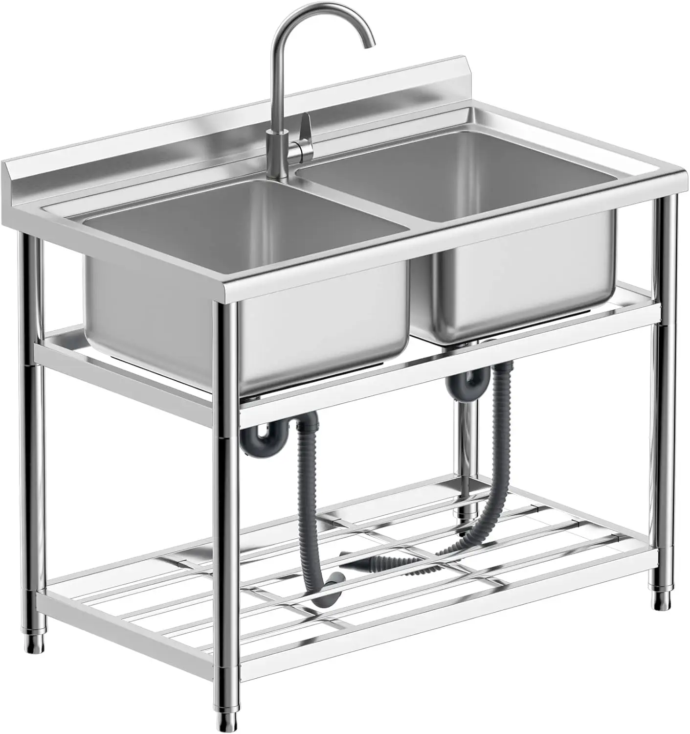 Stainless Steel Sink, Commercial Restaurant Sink, Large Double Bowl Sink, Restaurant, Outdoor, W43” × D25.2” × H33.5”
Stainless Steel Sink, Commercial Restaurant Sink, Large Double Bowl Sink, Restaurant, Outdoor, W43” × D25.2” × H33.5”