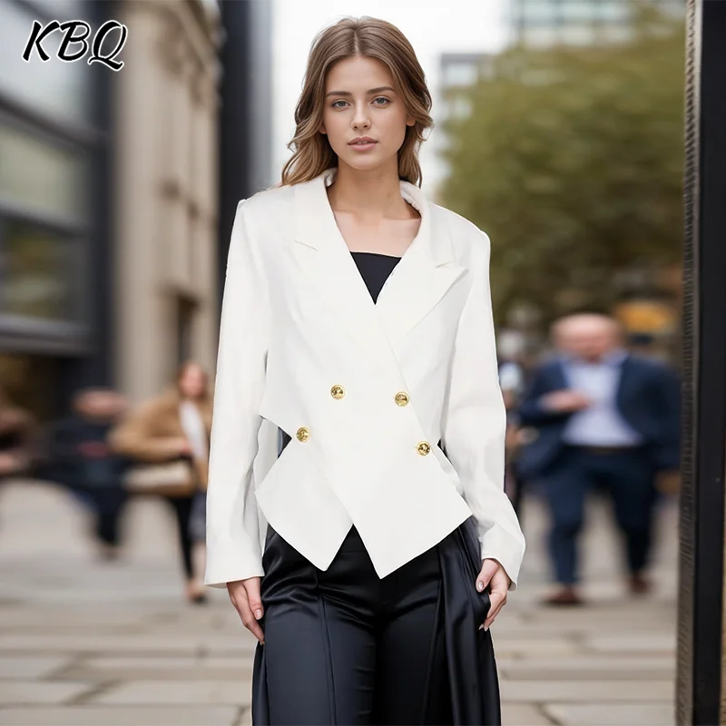 KBQ Solid Elegant Slimming Blazer For Women Notched Collar Long Sleeve Spliced Button Irregular Short Blazers Female Style New
KBQ Solid Elegant Slimming Blazer For Women Notched Collar Long Sleeve Spliced Button Irregular Short Blazers Female Style New