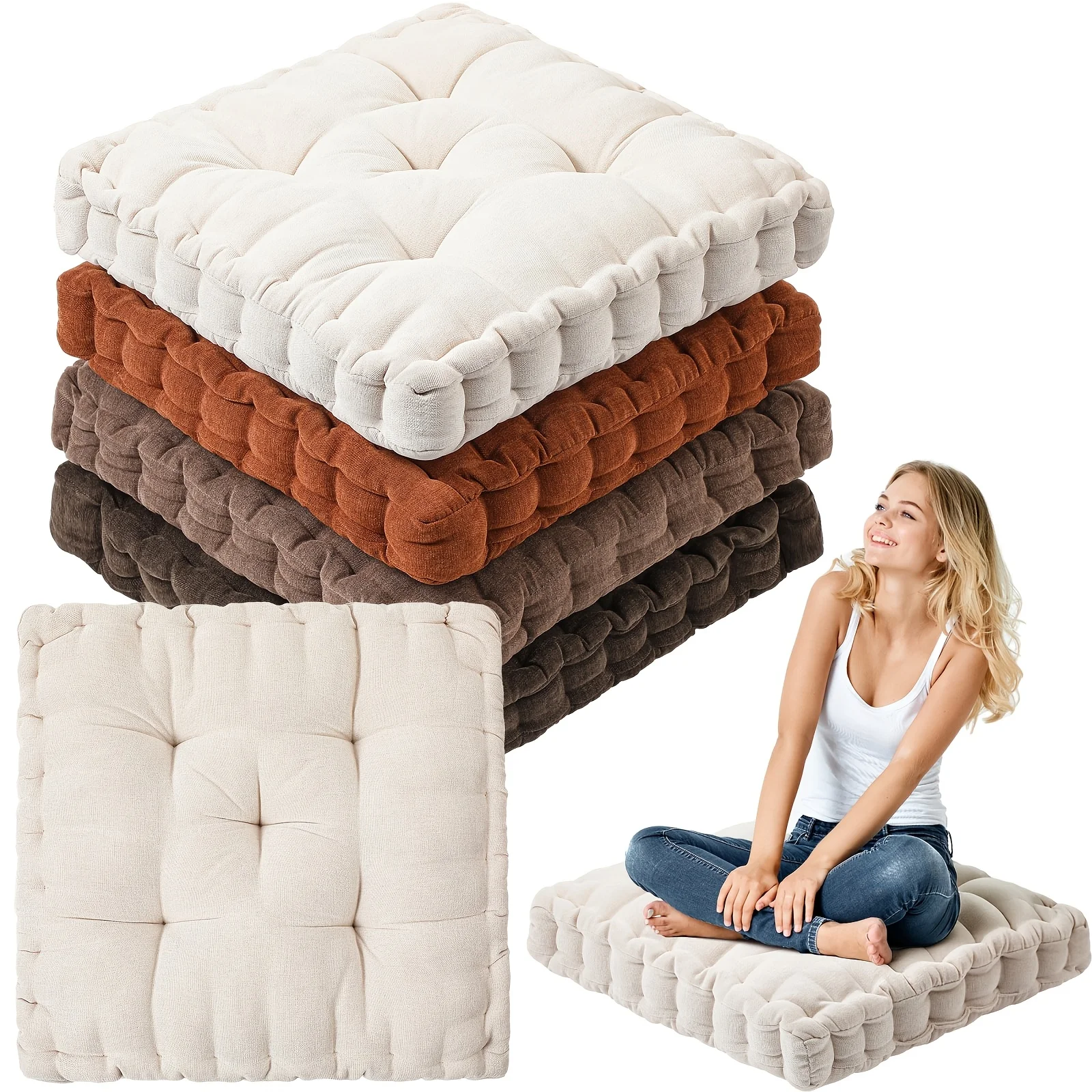 Set of 4 Large Floor Cushions Measuring 22 by 22 Inches, Available in Round And Square Shapes, Ideal for Meditation, Classroom Seating, Picnics, Parties, And Daycare Activities, Featuring a Scalloped Edge And Assorted Colors
Set of 4 Large Floor Cushions Measuring 22 by 22 Inches, Available in Round And Square Shapes, Ideal for Meditation, Classroom Seating, Picnics, Parties, And Daycare Activities, Featuring a Scalloped Edge And Assorted Colors