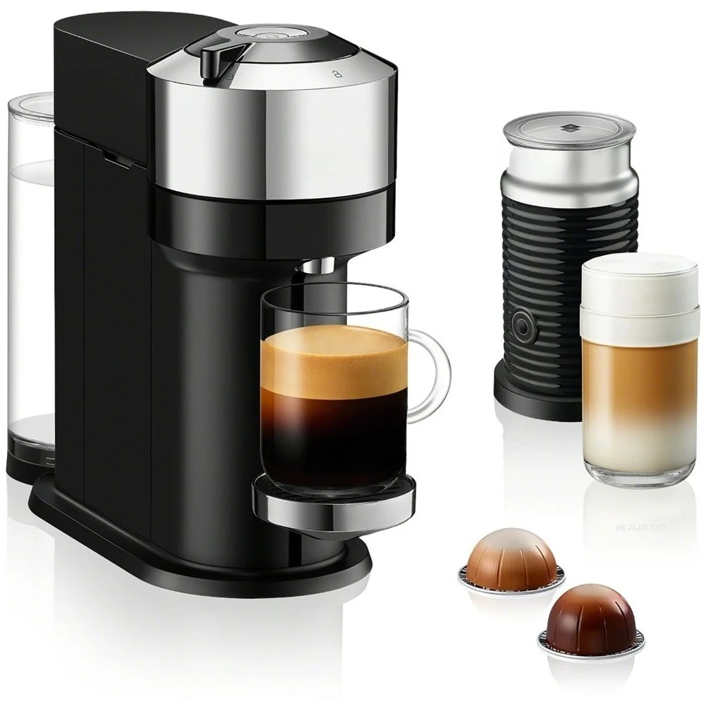 By De'Longhi New Vertuo Next Премиум-кофеварка и вспениватель молока Chrome Plus Aeroccino3 черного цвета, пивоварения на одну порцию
By De'Longhi New Vertuo Next Премиум-кофеварка и вспениватель молока Chrome Plus Aeroccino3 черного цвета, пивоварения на одну порцию