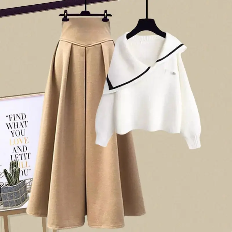 Women Tweed 2 Two Piece Sets Long Sleeve Knitting Pullover Sweater + umbrella skirt Matching Casual Outfits
Women Tweed 2 Two Piece Sets Long Sleeve Knitting Pullover Sweater + umbrella skirt Matching Casual Outfits