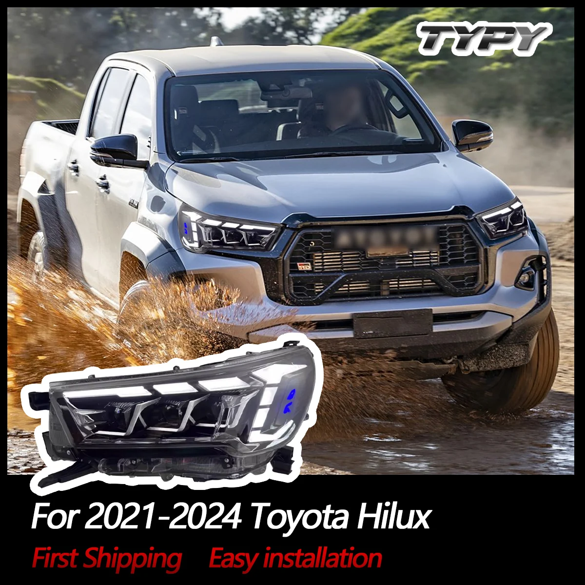 Автомобильные фары для Toyota Hilux, фара 2021-2024, светодиодный проектор, дневные ходовые огни, автомобильные аксессуары 
Автомобильные фары для Toyota Hilux, фара 2021-2024, светодиодный проектор, дневные ходовые огни, автомобильные аксессуары