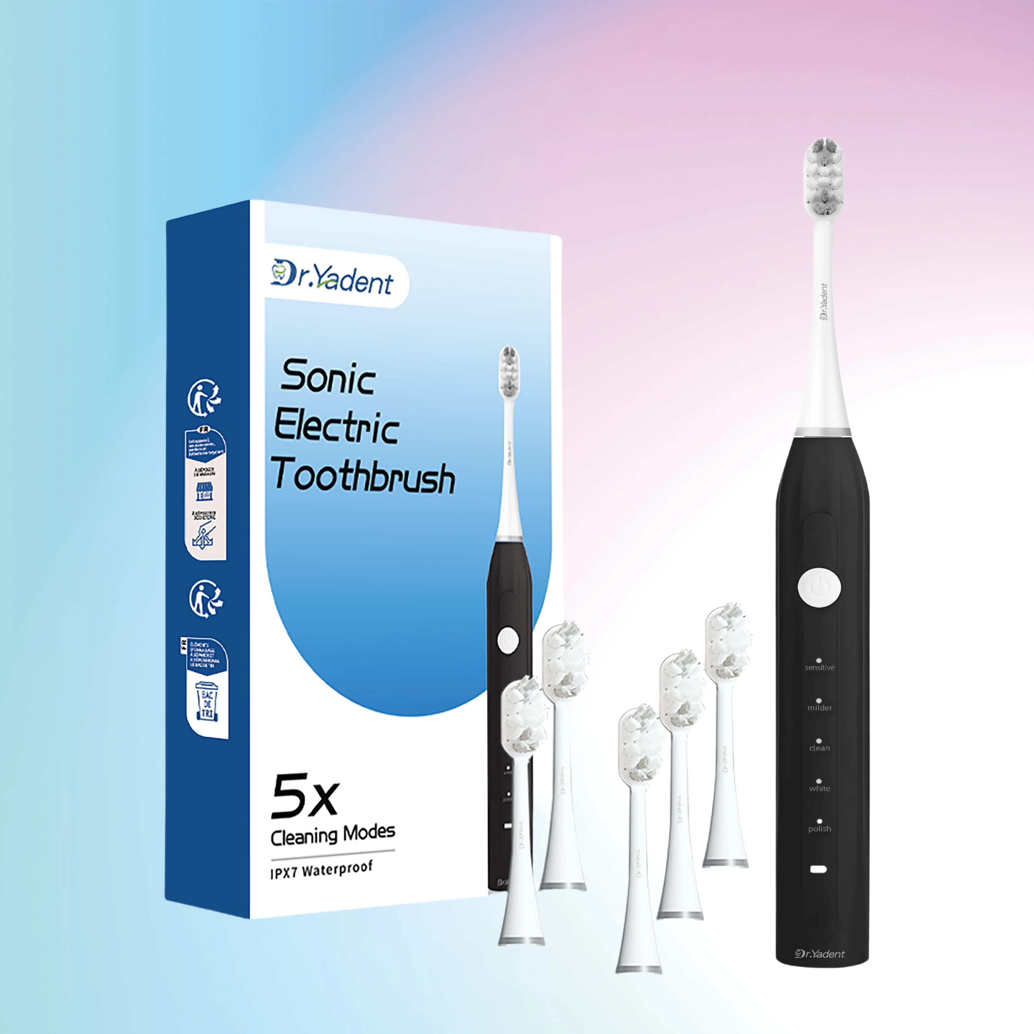 DrYadent Electric Toothbrush YD02 5 Modes USB-C Rechargeable Battery 6 Soft Brushheads For Adult Teeth Whitening & Sensitive Gum
DrYadent Electric Toothbrush YD02 5 Modes USB-C Rechargeable Battery 6 Soft Brushheads For Adult Teeth Whitening & Sensitive Gum