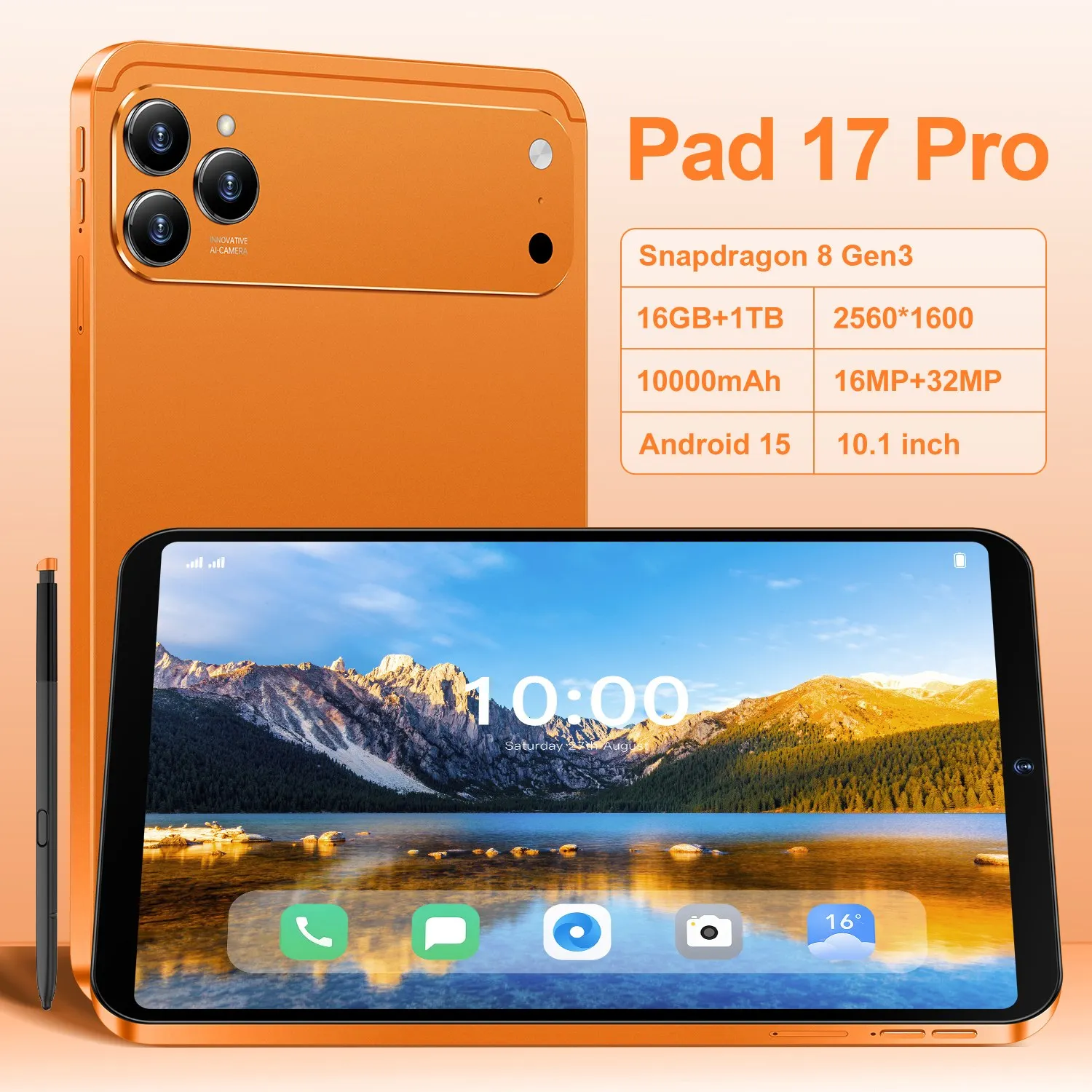 2026 Pad 17 Pro 10.1" 5G Tablet Snapdragon 8 Gen3 22GB+2TB 10000mAh 32MP Camera Android 15
2026 Pad 17 Pro 10.1" 5G Tablet Snapdragon 8 Gen3 22GB+2TB 10000mAh 32MP Camera Android 15