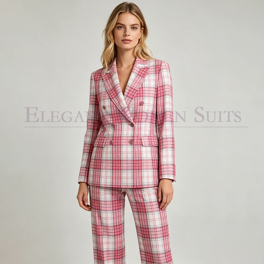 Luxury Windowpane Women's Suits High Quality Double Breasted Straight Blazer Formal Office 2 Piece Jacket Pants Lady Clothing
Luxury Windowpane Women's Suits High Quality Double Breasted Straight Blazer Formal Office 2 Piece Jacket Pants Lady Clothing