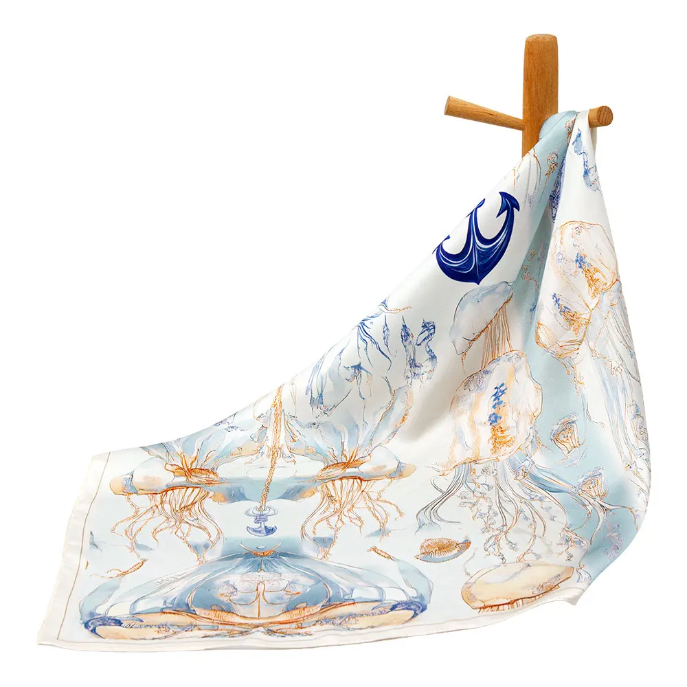 53cm Pure Silk Square Scarf Women Jellyfish Print Bandana Ocean Reverie Art Neckerchief Elegant Hair Wrap Fashion Shawl Gift
53cm Pure Silk Square Scarf Women Jellyfish Print Bandana Ocean Reverie Art Neckerchief Elegant Hair Wrap Fashion Shawl Gift