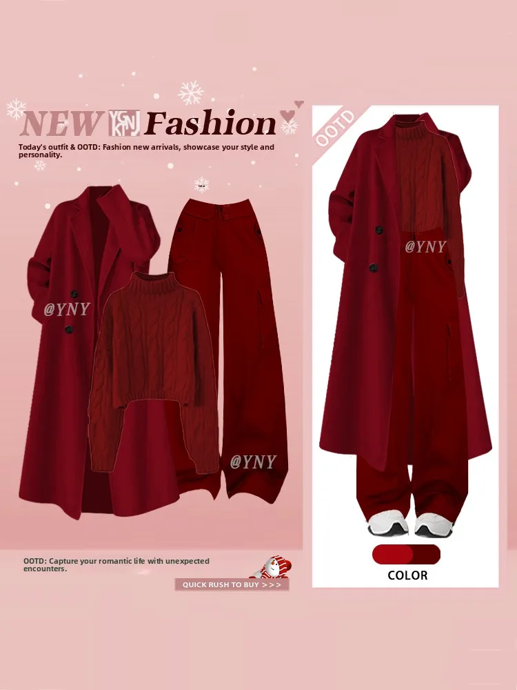 Red Long Coat High Collar Sweater Workwear Pants Three Piece Set Women's Fashion Winter Outfit Christmas Theme Traditional Ne...
Red Long Coat High Collar Sweater Workwear Pants Three Piece Set Women's Fashion Winter Outfit Christmas Theme Traditional Ne...