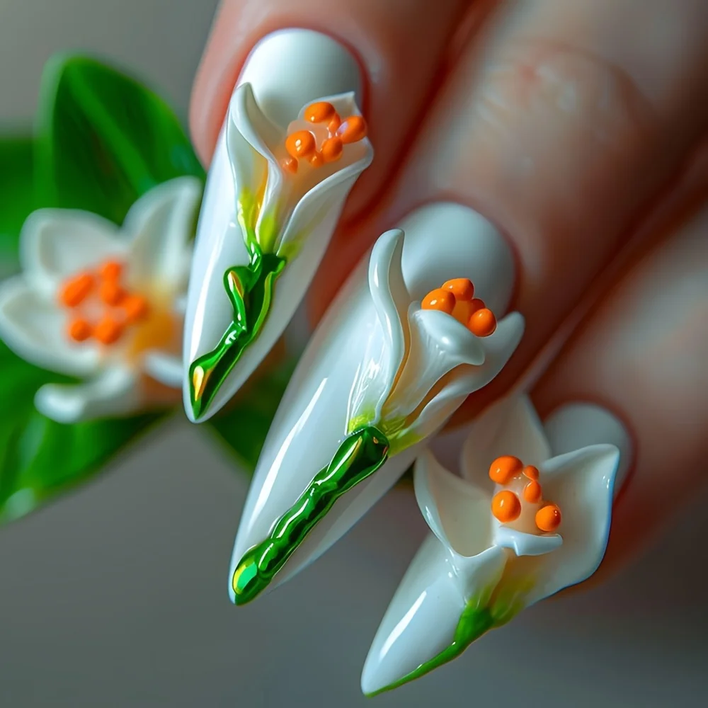 Upgrade Your Look: 24 Long Almond-Shaped Decorative Nails, Fresh Forest-Themed Decorative Artificial Nails, Three-Dimensional Relief Lotus Flower Nail Stickers, Glossy Nail Art, Nail Design, Detachable Artificial Nails, Press-On Nails
Upgrade Your Look: 24 Long Almond-Shaped Decorative Nails, Fresh Forest-Themed Decorative Artificial Nails, Three-Dimensional Relief Lotus Flower Nail Stickers, Glossy Nail Art, Nail Design, Detachable Artificial Nails, Press-On Nails
