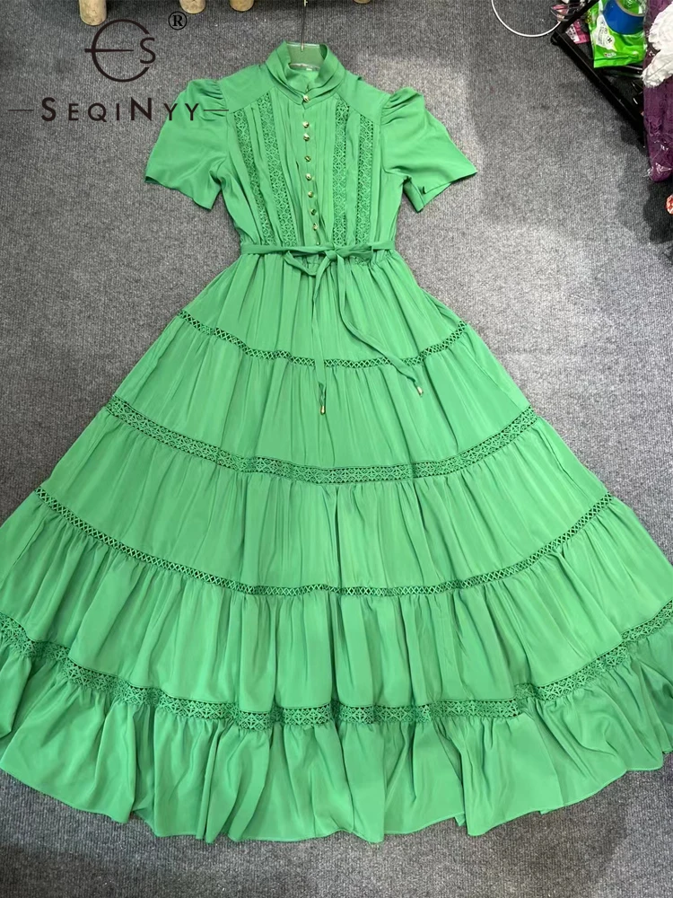 SEQINYY Elegant Midi Dress Summer Spring New Fashion Women Runway Short Sleeve Lace A-Line Holiday Casual High Street
SEQINYY Elegant Midi Dress Summer Spring New Fashion Women Runway Short Sleeve Lace A-Line Holiday Casual High Street