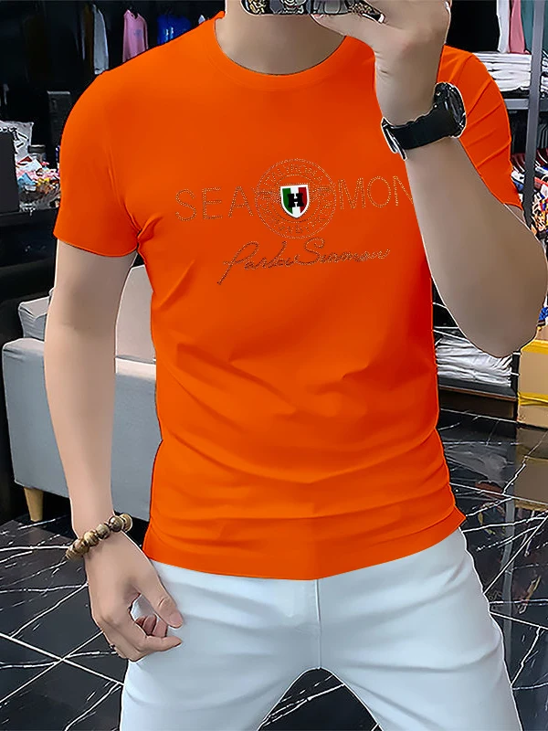 Мужская футболка Heavy Du с блестящим круглым вырезом и коротким рукавом, приталенная, модная, летняя новинка, высокое качество, с бриллиантовой отделкой
Мужская футболка Heavy Du с блестящим круглым вырезом и коротким рукавом, приталенная, модная, летняя новинка, высокое качество, с бриллиантовой отделкой