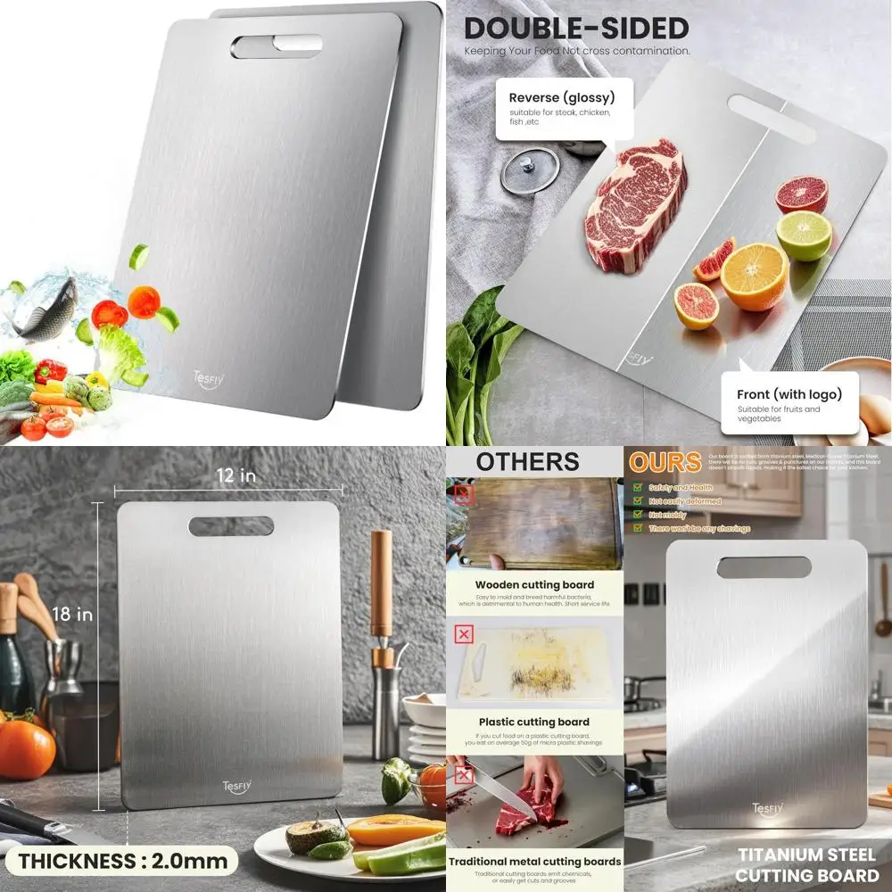 Pure Titanium Double-Sided Cutting Board, 100% Titanium, 18x12 Inches, Ideal for Meat, Fruits, and Vegetables, Easy Clean Kitche
Pure Titanium Double-Sided Cutting Board, 100% Titanium, 18x12 Inches, Ideal for Meat, Fruits, and Vegetables, Easy Clean Kitche