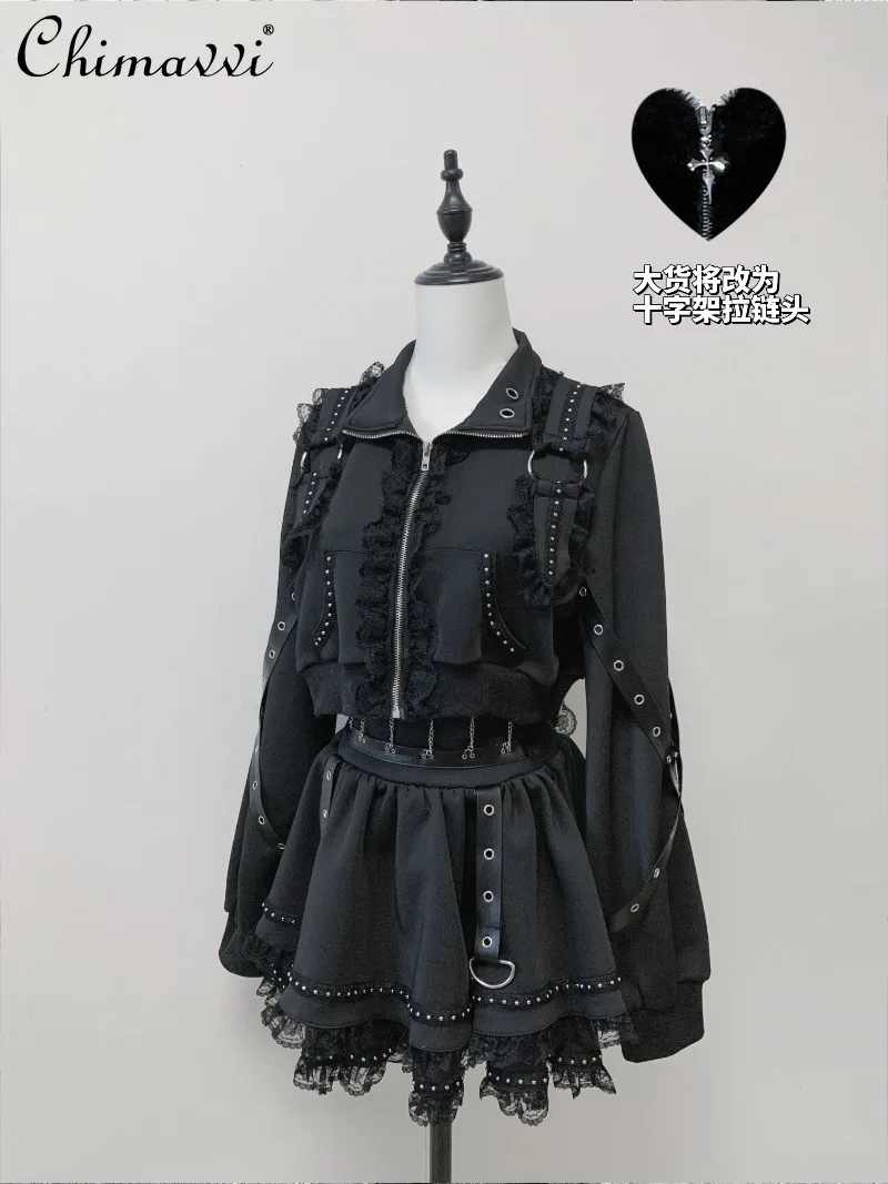 Japanese Subculture Lolita Set 2025 Autumn New Sweet Cool Girl Punk Long Sleeve Short Jacket and Skirt Womens Two-Piece Set
Japanese Subculture Lolita Set 2025 Autumn New Sweet Cool Girl Punk Long Sleeve Short Jacket and Skirt Womens Two-Piece Set