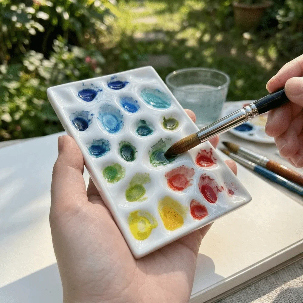Multi Compartment Ceramic Paint Palette Reusable Professional Travel Painting Tray Easy To Rinse DIY Watercolor Mixing Tray
Multi Compartment Ceramic Paint Palette Reusable Professional Travel Painting Tray Easy To Rinse DIY Watercolor Mixing Tray
