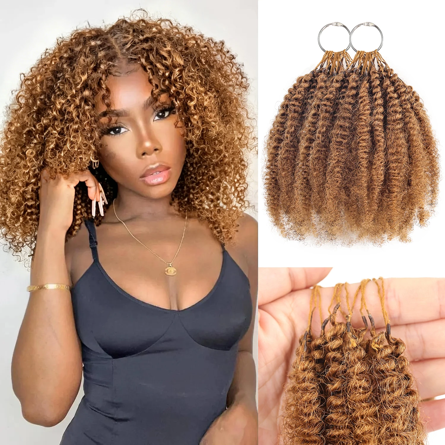 Afro Kinky Feather Crochet 100% Human Hair 30 Honey Blonde Curly Pre-Separated Knotless Feather Hair Extensions Braiding Hair
Afro Kinky Feather Crochet 100% Human Hair 30 Honey Blonde Curly Pre-Separated Knotless Feather Hair Extensions Braiding Hair